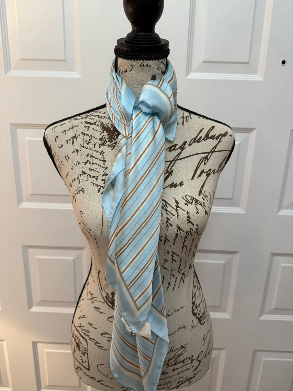 Vintage Light Blue Striped Women's Scarf